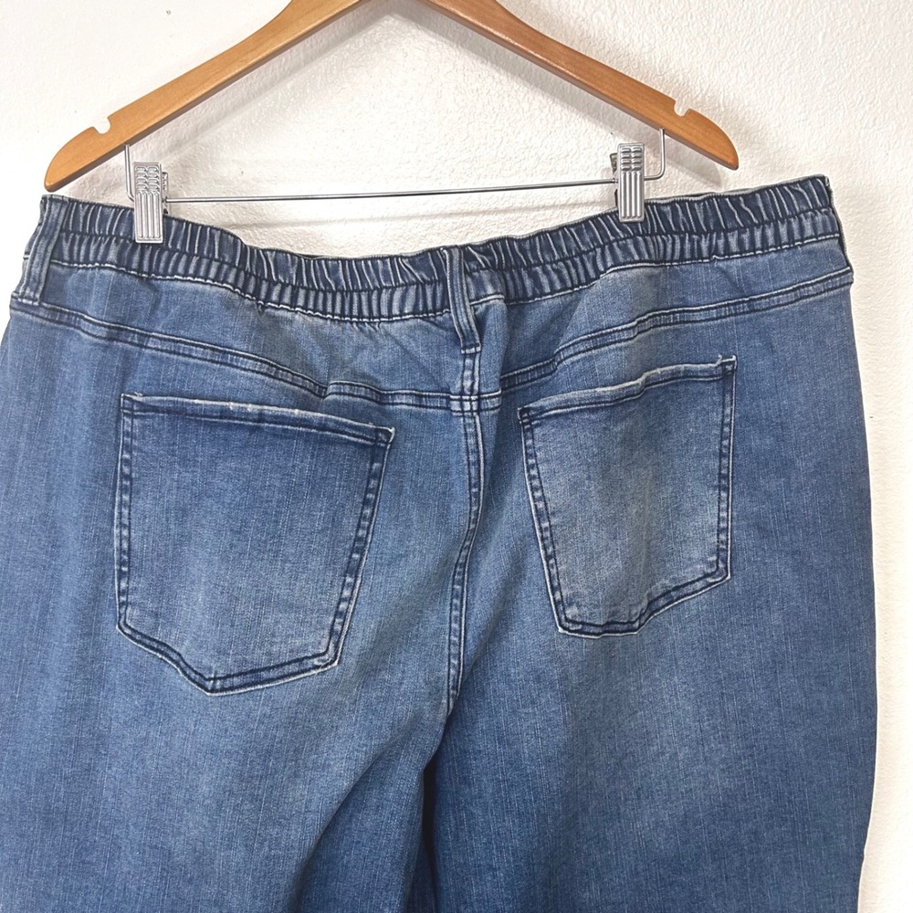 Terra & Sky Plus High Rise Crop Straight Leg Jeans Blue Elastic Back 3X 24W-26W - Picture 5 of 12
